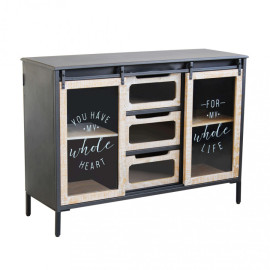 Buffet FLORENT en bois naturel & anthracite 2 portes et 3 tiroirs
