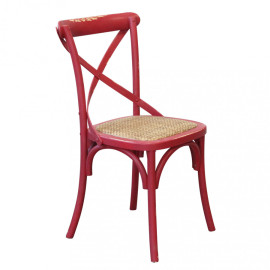 Roter Vintage-Stuhl CROSS mit abgenutzten Details