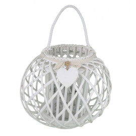 Lanterne ronde en osier YOLANDE avec décoration en forme de cœur