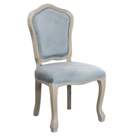 Klassischer Stuhl CHARLENE aus grauem Samt und Massivholz