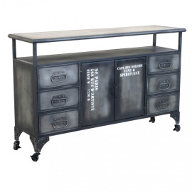 Buffet industriel vintage en fer EMERIC avec roues