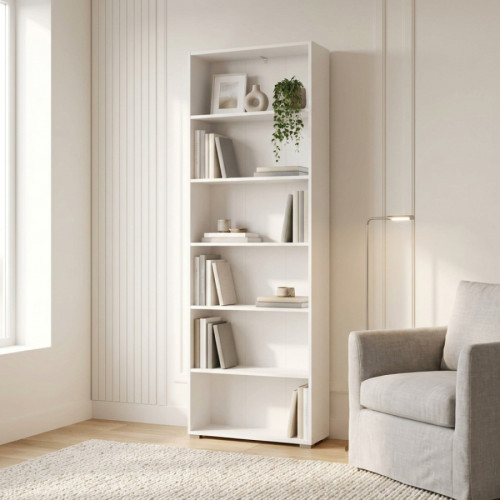 Libreria TOMAR a sei vani in legno bianco
