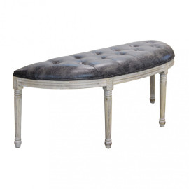 Banc classique en bois massif et similicuir MARGI gris