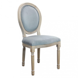 Klassischer Stuhl aus Holz und grauem Samt COSTANCE