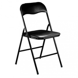 Chaise pliante noire mate SLIM avec rembourrage noir