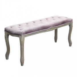 Banc avec structure en bois recouverte de velours rose MISTY