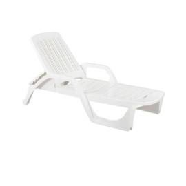 Chaise longue de jardin ou piscine ZANZIBAR en plastique avec roues