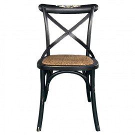 Vintage-Stuhl aus Holz im abgenutzten Look CROSS Schwarz