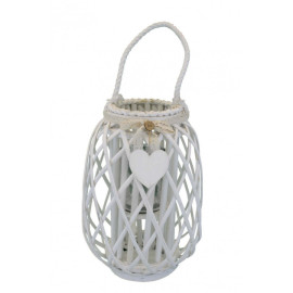 Linterna de mimbre blanca FLAVIENNE 12cm de alto