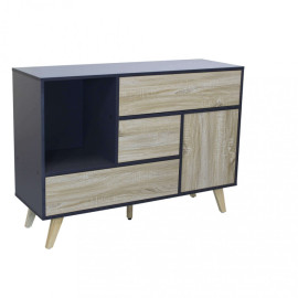 Buffet avec structure anthracite et façades en bois naturel EMORY