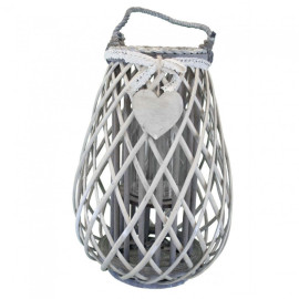 Gray RAYMONDE lantern in wicker, 41cm