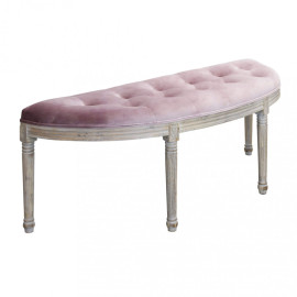 Banc en bois et velours rose MARGI