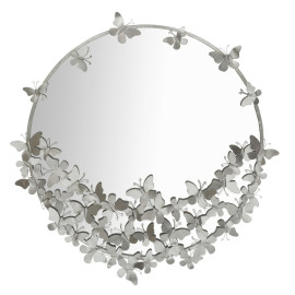 Butterfly Round Mirror Silver 91x3x94 cm Mauro Ferretti