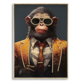 Modern Paintings PAINTED ON LACQUERED CANVAS MONKY C / FRAME CM 52.5X2.8X72.5 Mauro Ferretti