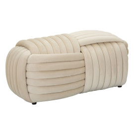 Banc rembourré en velours SOFTY CRÈME effet noué par Mauro Ferretti