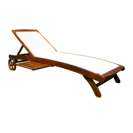 Chaise longue de piscine en bois TEXTY avec roues