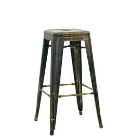 Tabouret look industriel sans dossier effet vieilli Rotterdam
