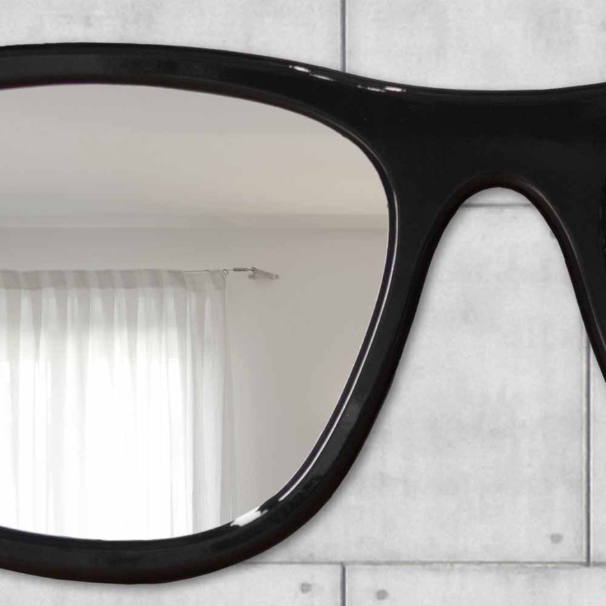 Specchio da Parete Attacco a Muro Forma Occhiali da Sole Colore Rosa 50x17,5x1,5