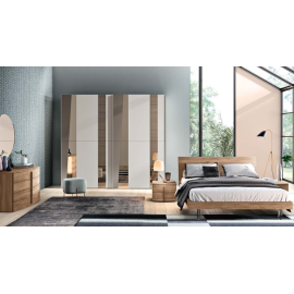 Armoire 2 portes coulissantes avec verres laqués et miroirs Spar Musa