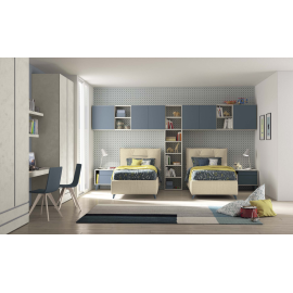 Cameretta per due con ponte libreria 