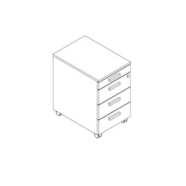 Cassettiera da ufficio con ruote 3 cassetti e portacancelleria