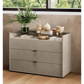 Commode 3 tiroirs avec plateau en verre Diana Imab Group