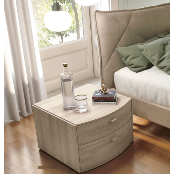 Wooden bedside table with 2 drawers S75 Poker 10 Curvo.