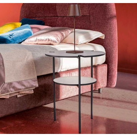 Modern bedside table with two shelves in HPL laminate, Dafne Nefi Italia.