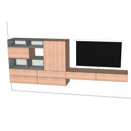 Composición suspendida con puertas y compartimentos abiertos P01 Pianca