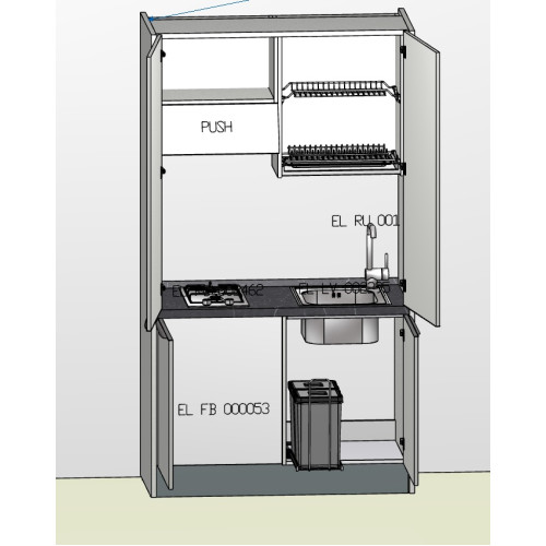 Cucina Monoblocco Da 125Cm Shell Di Artec Colombini Casa Completa Di Elettrodomestici