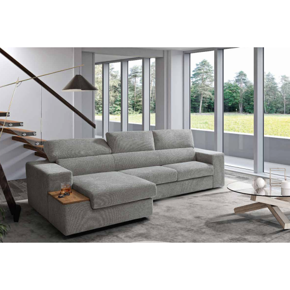 Pull-out sofa with right/left chaise longue and Giove Special Biel support surface.