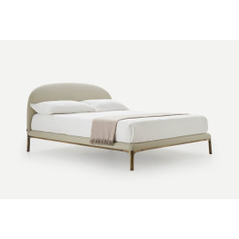 Letto matrimoniale imbottito in tessuto o pelle ed ecopelle Rada