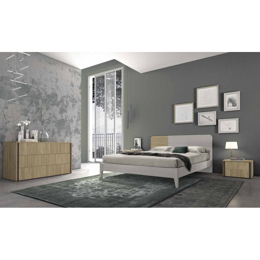 letto matrimoniale in legno con testata bicolore colombini casa sector