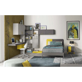 Letto una piazza e mezzo in legno con testata bicolore Colombini Casa - Sector