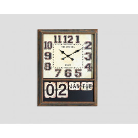 Orologio rettangolare da muro con calendario DB003071 Dialma Brown