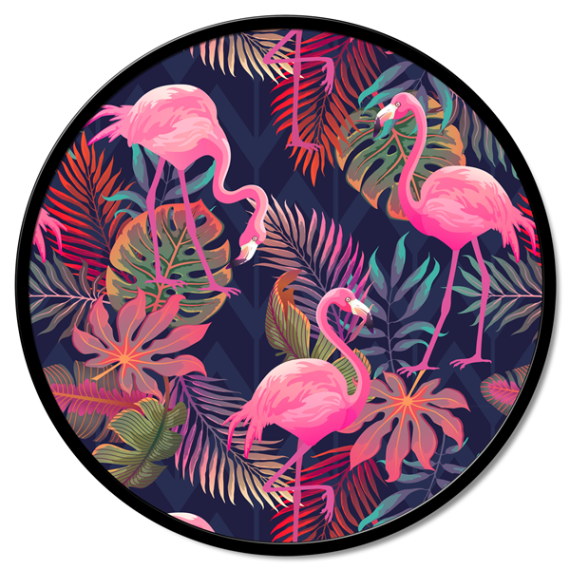 Square round panel with crossed flamingos Pintdecor