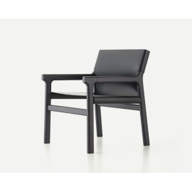 Poltrona Fushimi Lounge in legno con rivestimento in pelle Pianca