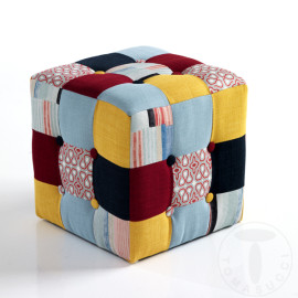 Pouf patchwork in tessuto non sfoderabile Kaleidos