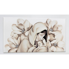 Quadro Maternità con Fiori Beige classico decorato a mano Pintdecor