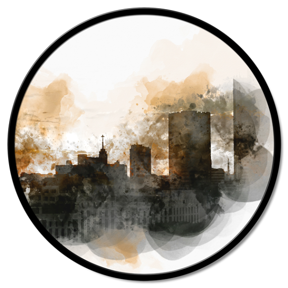 Round painting on canvas Stained City Pintdecor