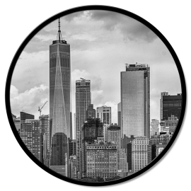 Round painting on canvas Skyline framed Pintdecor