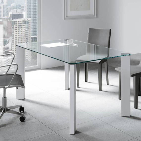 Table/Bureau avec plateau en verre Itamoby Evelin