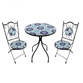 Set 2 Stühle und runder Tisch für draußen Mors