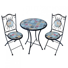 Set 2 Stühle und runder Tisch für draußen Nike