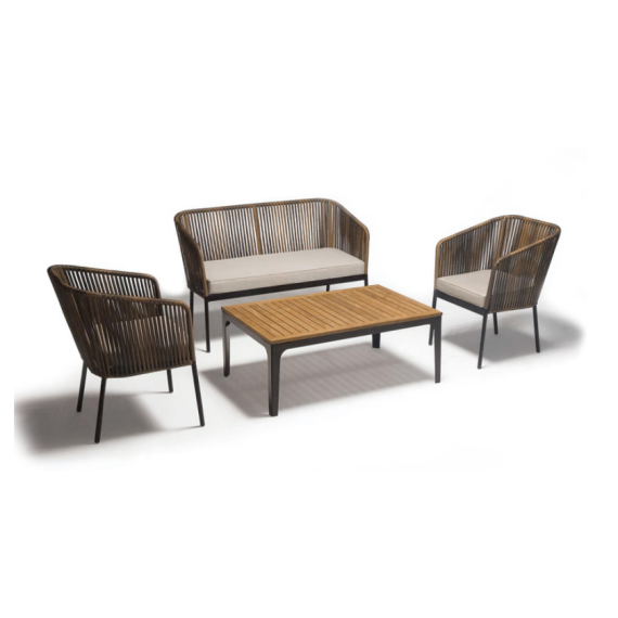 Set sedie e tavolo da esterno 4 pezzi realizzato in metallo verniciato 