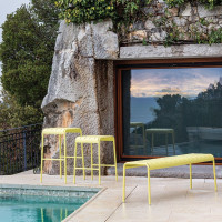 Backless Easy stool for outdoor use in metal Connubia By Calligaris