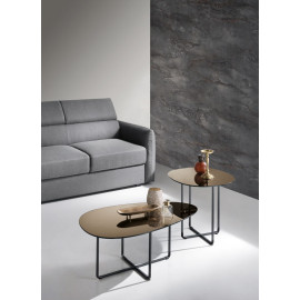 Ginni coffee table with metal base and glass or marble-effect top Capodarte
