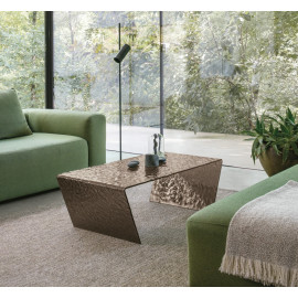 Tavolino Lyra in vetro curvato ondulato trasparente Target Point