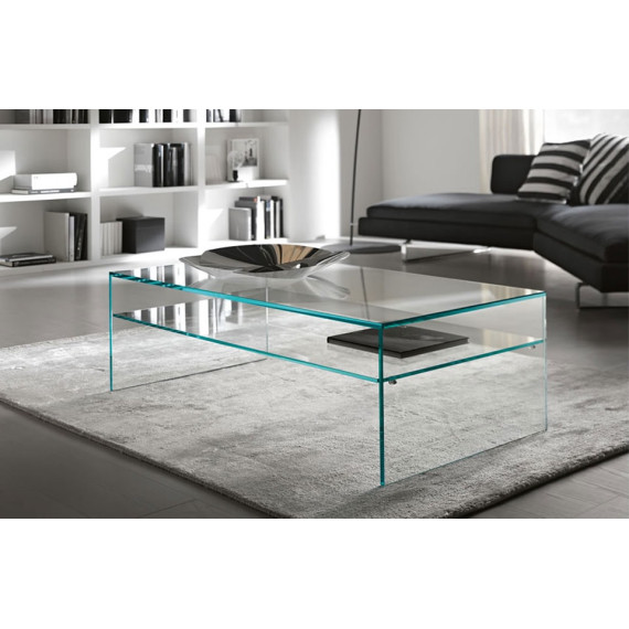Square or rectangular coffee table Fratina 2 low bridge by Tonelli Design.