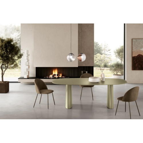 Tavolo fisso con piano in vetro Axel - Ikone Casa